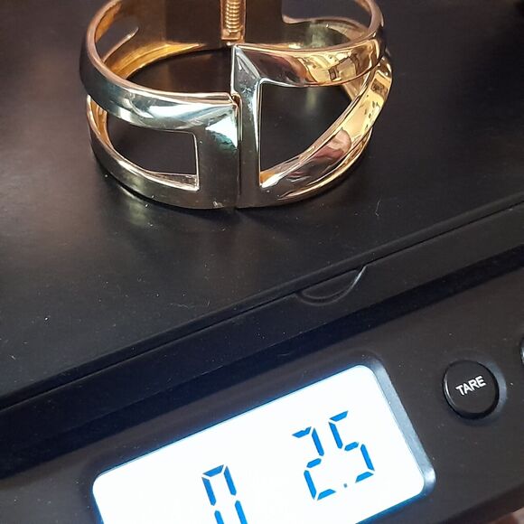 Vtg Wide Bracelet Bangle Hinged Clamper Art Deco Revival Jewelry Unique - Picture 8 of 10